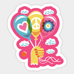 Peace and Love Balloon Sticker